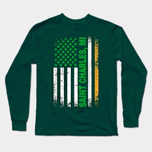 Irish American Flag SAINT CHARLES, MI Long Sleeve T-Shirt